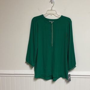 JM Collection Womens Blouse Green long sleeve size Large